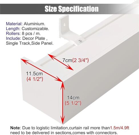 Curtain Pelmet Panel Without Track ， Three-in-one Curtain Track Panel Box for Blackout Indoor Drapes Pelmet Cover(Wall Mount,4.2M (13.8FT)) in Saudi Arabia