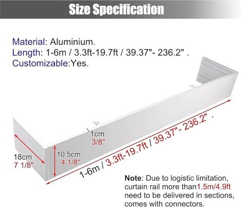 Curtain Pelmet Panel Without Track ， Curtain Pelmet Panel Cover Box for Home Decor Track Rod(280cm(9.2ft)) in Saudi Arabia