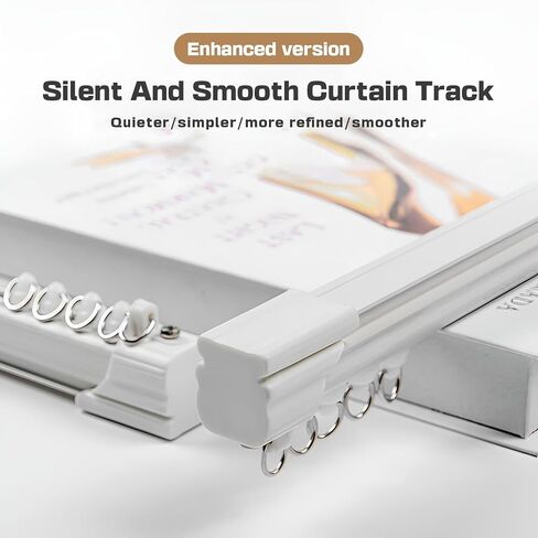 Ceiling Mount Curtain Track System, Quiet Double Slide Rail, Durable Aluminium Alloy Decorative Rod for Curtains (2.3ft-19.7ft, 400cm/4x100cm) in Saudi Arabia