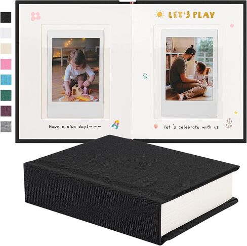ألبوم صور ميني Instax مع مساحة الكتابة ، ألبوم Polaroid Photo Polaroid Linen ، 28 جيوبًا لصور 2x3 ، كتاب Polaroid Book for Fujifilm Instax Mini Instant Camera (Black) in Kuwait