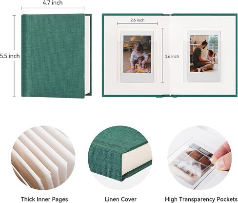 ألبوم صور ميني Instax مع مساحة الكتابة ، ألبوم Polaroid Photo Polaroid Linen ، 28 جيوبًا لصور 2x3 ، كتاب Polaroid Book for Fujifilm Instax Mini Instant Camera (Black) in Kuwait
