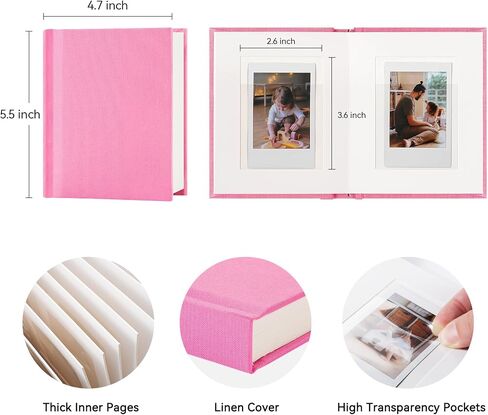 ألبوم صور ميني Instax مع مساحة الكتابة ، ألبوم Polaroid Photo Polaroid Linen ، 28 جيوبًا لصور 2x3 ، كتاب Polaroid Book for Fujifilm Instax Mini Instant Camera (Black) in Kuwait