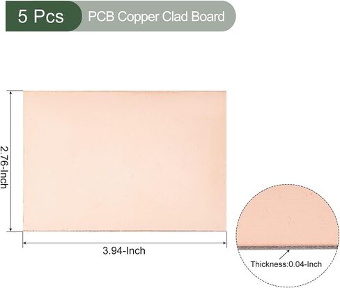 YOKIVE 5 Pcs PCB Copper Clad Board, FR4 Double-Sided Blank Circuit Boards, Great for Electronic Hobbies, Etching, Circuit Projects (70mmx50mmx1.5mm) in Saudi Arabia