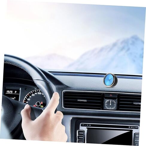 BESTYASH Luminous Car Thermometer Clock with Quartz and Electronic Timekeeping Blue Dashboard Air Vent Temperature Gauge for Vehicle Interior High Temp Monitoring with Night Light Display in Kuwait