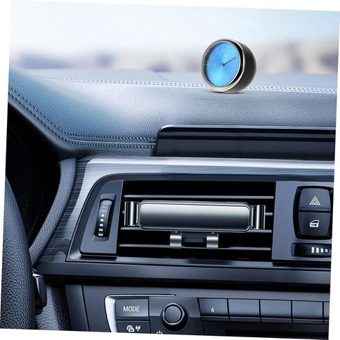 BESTYASH Luminous Car Thermometer Clock with Quartz and Electronic Timekeeping Blue Dashboard Air Vent Temperature Gauge for Vehicle Interior High Temp Monitoring with Night Light Display in Kuwait