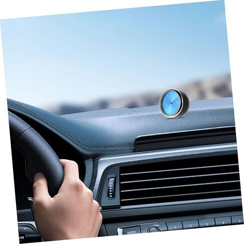 BESTYASH Luminous Car Thermometer Clock with Quartz and Electronic Timekeeping Blue Dashboard Air Vent Temperature Gauge for Vehicle Interior High Temp Monitoring with Night Light Display in Kuwait