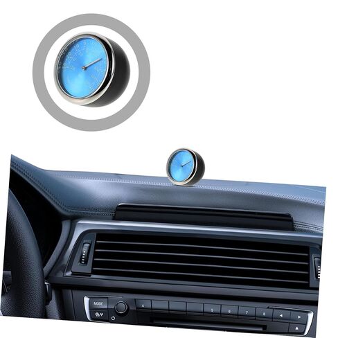 BESTYASH Luminous Car Thermometer Clock with Quartz and Electronic Timekeeping Blue Dashboard Air Vent Temperature Gauge for Vehicle Interior High Temp Monitoring with Night Light Display in Kuwait