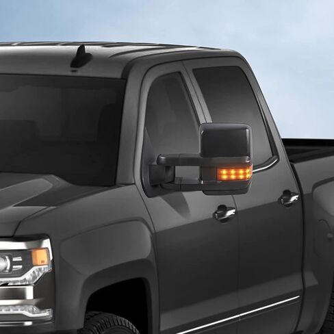 مرايا القطر الأكثر سفرة للسلطة متوافقة مع 2003 2004 2005 2006 Chevy Silverado Suburban Tahoe GMC Serria yukon مع ضوء الدوران المتسلسل ، مصباح التخليص ، ضوء الركض الأبيض (مجموعة 2)-Chrome in Saudi Arabia