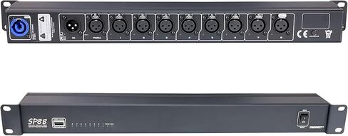 مقسم / مضخم صوت / عازل DMX ذو 8 منافذ، مؤشر LED، ضوء عمل USB، إنهاء مدمج، XLR-3PIN، قابل للتركيب على حامل مقاس 19 بوصة in Kuwait