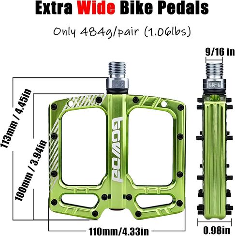 Large Bicycle Pedals Mountain Bike Pedals CNC Aluminum Flat MTB Pedals w 9/16in Cr-Mo Spindle w 3 Sealed Bearings for Ebike City Comuter Hybrid Clipless Pedals Road Bike Pedals Replacement in Saudi Arabia