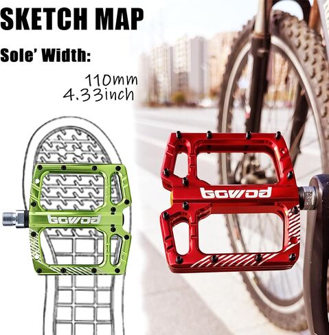 Large Bicycle Pedals Mountain Bike Pedals CNC Aluminum Flat MTB Pedals w 9/16in Cr-Mo Spindle w 3 Sealed Bearings for Ebike City Comuter Hybrid Clipless Pedals Road Bike Pedals Replacement in Saudi Arabia