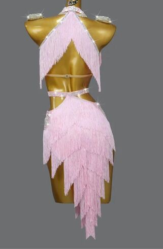 Women's Fringed Dance Dress Professional Performance Ballroom Party Prom Dresses Samba Line Sport Stage Wear in Saudi Arabia