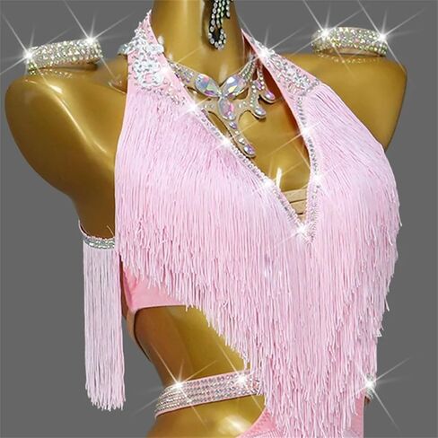 Women's Fringed Dance Dress Professional Performance Ballroom Party Prom Dresses Samba Line Sport Stage Wear in Saudi Arabia