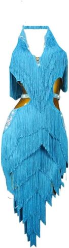 Women's Fringed Dance Dress Professional Performance Ballroom Party Prom Dresses Samba Line Sport Stage Wear in Saudi Arabia