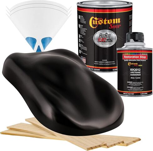 متجر مخصص - Phantom Black Metallic - Hot Rod Flatz Flat Matte Matte Satin Urethane Auto Paint - Complete Quart Paint Kit - Professional Low Shen Automotiv in Kuwait