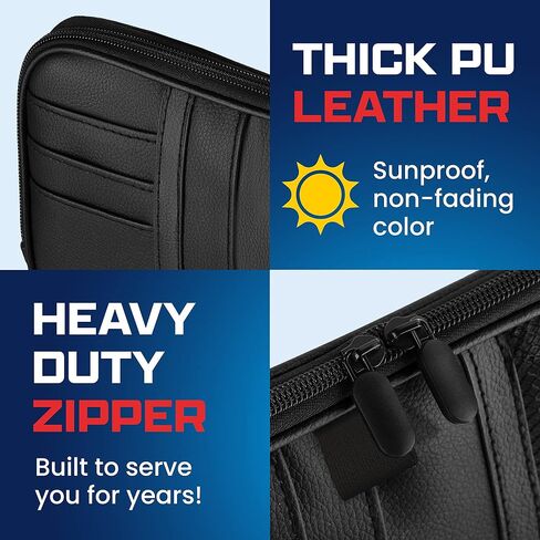 Car Sun Visor Organizer - سيارة ، سيارات الدفع الرباعي ، الملحقات الداخلية للشاحنة - حامل النظارات المغناطيسية والجيوب الأفقية الطول الكامل ، يسمح بالقيادة الآمنة - 12.2 × 6.1 في ، البيج in Kuwait