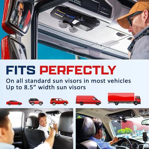 Car Sun Visor Organizer - سيارة ، سيارات الدفع الرباعي ، الملحقات الداخلية للشاحنة - حامل النظارات المغناطيسية والجيوب الأفقية الطول الكامل ، يسمح بالقيادة الآمنة - 12.2 × 6.1 في ، البيج in Kuwait