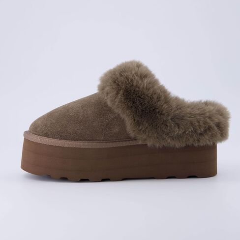 CUSHIONAIRE Women's Husky Genuine Suede Cozy Mule Platform +Memory Foam, Wide Widths Available in Saudi Arabia