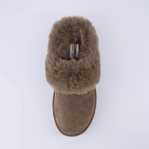 CUSHIONAIRE Women's Husky Genuine Suede Cozy Mule Platform +Memory Foam, Wide Widths Available in Saudi Arabia