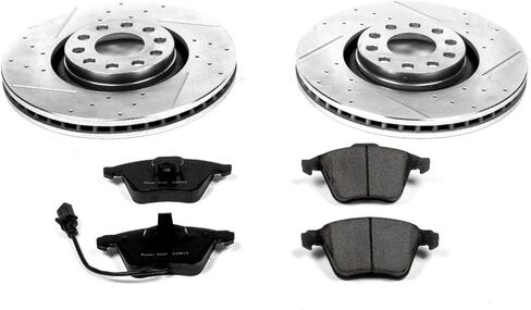 Power Stop K2990 Front Z23 Carbon Fiber Brake Pads with Drilled & Slotted Brake Rotors Kit For Audi A4 2005-2009, Audi A4 Quattro 2005-2009 [Model Specific] in Saudi Arabia
