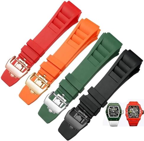 حزام مراقبة السيليكون المطاطي لريتشارد ميلي RM011 Series Silicone Tape Accessories Men's Watch STRAP 25-20MM in Saudi Arabia