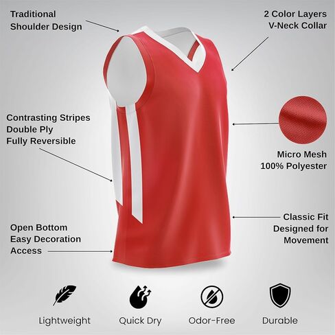 Pack of 10 Reversible Men's Mesh Performance Athletic Basketball Jerseys - Blank Team Uniforms for Sports Scrimmage Bulk in Kuwait