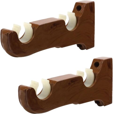 2pcs Wooden Curtain Rod Brackets Wall-Mounted Classical Drapery Holder Fits Up to 1-1/4 Inch Rod Diameter (Double-Slot Dark-Walnut) in Saudi Arabia