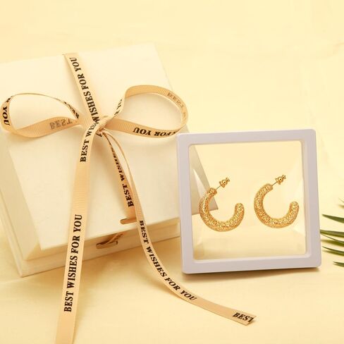 18k gold earrings for women, suitable for women, light weight, thick and sturdy, hypoallergenic, thick opening, twisted shape earring set, jewelry gift. in Saudi Arabia