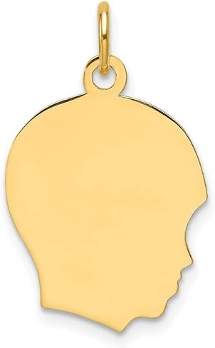 14K Gold Gold Plain Gauge تواجه قلادة رأس صبي قابلة للتطبيق (L- 23.3 مم ، W- 15.3 مم) in Saudi Arabia