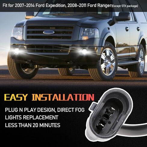 مصابيح ضباب LED معتمدة من Z-OFFROAD DOT لـ 2006-2014 Ford F150 2006 2007 2008 2009 2010 2011 2012 2013 2014 F150، مجموعة مصابيح القيادة الممتصة للصدمات - أسود in Kuwait