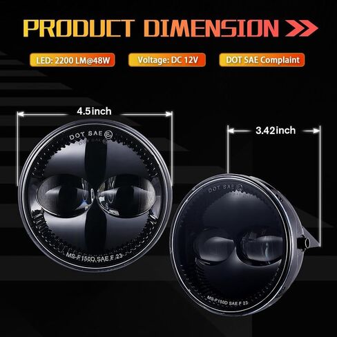 مصابيح ضباب LED معتمدة من Z-OFFROAD DOT لـ 2006-2014 Ford F150 2006 2007 2008 2009 2010 2011 2012 2013 2014 F150، مجموعة مصابيح القيادة الممتصة للصدمات - أسود in Kuwait