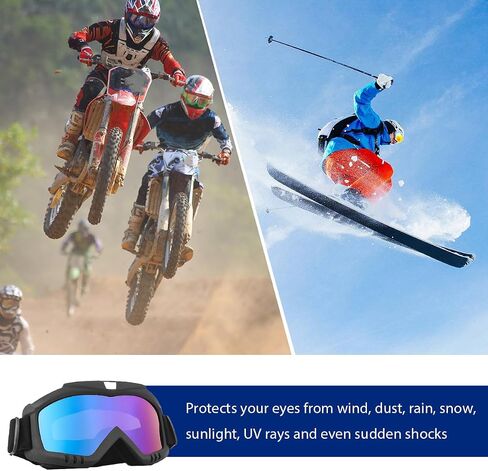 Dirt Bike Goggles, Dustproof Windproof Helmet Ski Goggles with Fog Lens, Wide Vision UV Protection Safety Glasses (Colorful) in Saudi Arabia
