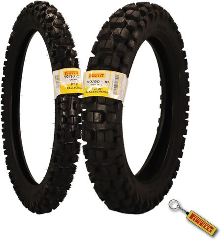 Pirelli MT 21 Rallycross 90/90-21 Front & 120/90-18 إطارات الدراجات النارية الخلفية-رياضة مزدوجة/Enduro ، فقي عدواني للطرق والخار in Kuwait