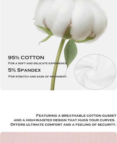 6 Pack Ladies Cotton Briefs Women's Soft Mid-High Waisted Panties Breathable Full Coverage Underwears in Saudi Arabia