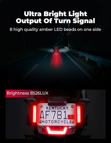 Kemimoto Universal Universal Motorcycle Brake Light مع إشارات الانعطاف 12V مضغوطة مزدوجة اللون الأوساخ نارية نارية لوحة Light Light Plate مؤشر ضوء الماء ، أسود in Saudi Arabia