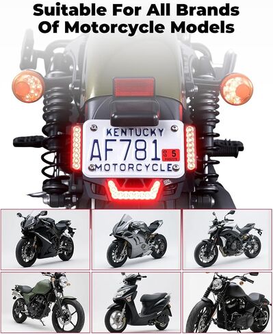 Kemimoto Universal Universal Motorcycle Brake Light مع إشارات الانعطاف 12V مضغوطة مزدوجة اللون الأوساخ نارية نارية لوحة Light Light Plate مؤشر ضوء الماء ، أسود in Saudi Arabia