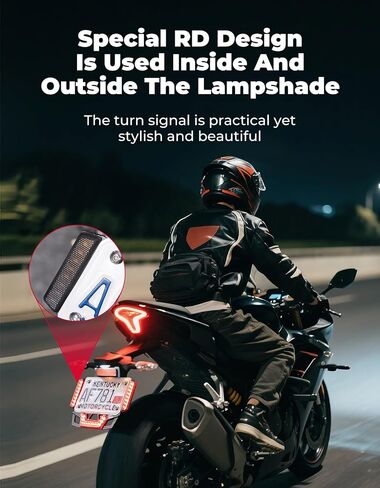 Kemimoto Universal Universal Motorcycle Brake Light مع إشارات الانعطاف 12V مضغوطة مزدوجة اللون الأوساخ نارية نارية لوحة Light Light Plate مؤشر ضوء الماء ، أسود in Saudi Arabia