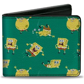 Buckle-Down SpongeBob SquarePants Wallet, Bifold, Spongebob Squarepants Poses Scattered Green, Vegan Leather in Saudi Arabia