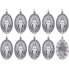 10 Pack Large Latin Miraculous Medal 1.75" - Traditional Catholic Gift For Men - Silver-Plated Made In Italy in Saudi Arabia