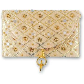 Handmade Indian Purse Wallet Clutch Traditional Ethnic Mirror Work Wedding Shaagun Money Envelope for Celebrations Events Return Gifts (Red) in Saudi Arabia