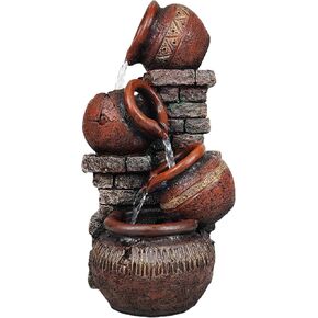 Indoor Desktop Fountain with Led Light - Layered Rock Waterfall Fountain, 13.77 x 5.9 x 5.9 inches, Silent Tabletop Water Feature Decor for Relaxation in Saudi Arabia