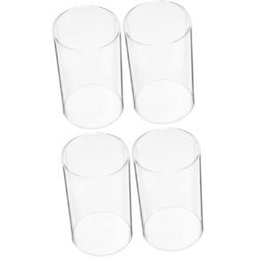Vaguelly 4Pcs Transparent Glass Candle Covers High Borosilicate Cylinder Shades for Wind Protection Stylish Home Decor for Candles Weddings and Events in Saudi Arabia