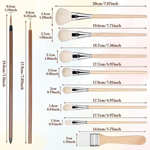 Grevosea Mop Brush for Acrylic Painting, 7 Pieces Versatile Blending Brush Paint Brushes for Acrylic Painting Goat Hair Paint Brush Set for Acrylic Watercolor Oil Painting Face Body Art in Kuwait