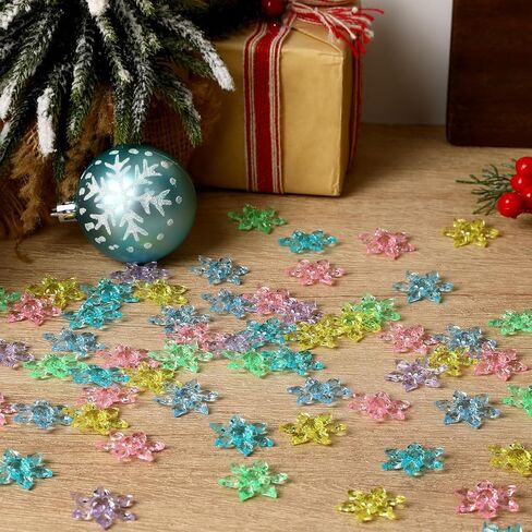 240 Pcs Christmas Acrylic Star Translucent Crystals Gems Xmas 3D Star Shaped Gems for Vase Filler Ice Rocks,Table Scatter, Party Wedding Arts Crafts Decoration (Red/Green/Gold/Transparent) in Saudi Arabia