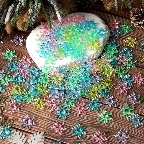 240 Pcs Christmas Acrylic Star Translucent Crystals Gems Xmas 3D Star Shaped Gems for Vase Filler Ice Rocks,Table Scatter, Party Wedding Arts Crafts Decoration (Red/Green/Gold/Transparent) in Saudi Arabia