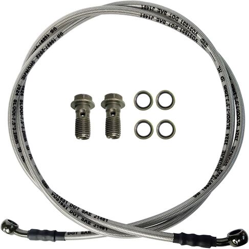 82" / 210CM Braided Hydraulic Brake Hose Line with 2 Banjo Nuts Universal Brake Line Compatible with GY6 Kazuma Sunl Taotao Roketa Jonway Scooter Moped Dirt Bike Go Kart ATV 10MM Banjo Ends in Saudi Arabia