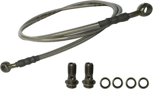 82" / 210CM Braided Hydraulic Brake Hose Line with 2 Banjo Nuts Universal Brake Line Compatible with GY6 Kazuma Sunl Taotao Roketa Jonway Scooter Moped Dirt Bike Go Kart ATV 10MM Banjo Ends in Saudi Arabia