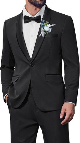 Coofandy Mens Tuxedo Suit Set Slim Fit 2 قطعة لباس بدلة شال للبصفقة سراويل سروال سروال لحفل حفل زفاف عشاء حفلة موسيقية in Saudi Arabia