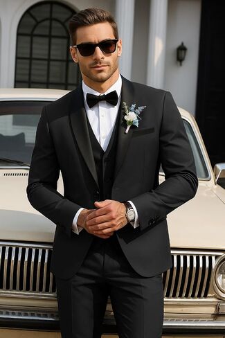 Coofandy Mens Tuxedo Suit Set Slim Fit 2 قطعة لباس بدلة شال للبصفقة سراويل سروال سروال لحفل حفل زفاف عشاء حفلة موسيقية in Saudi Arabia