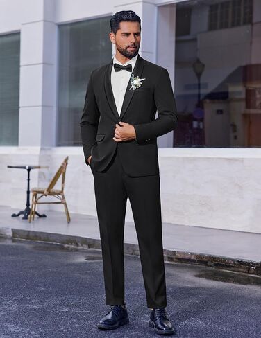 Coofandy Mens Tuxedo Suit Set Slim Fit 2 قطعة لباس بدلة شال للبصفقة سراويل سروال سروال لحفل حفل زفاف عشاء حفلة موسيقية in Saudi Arabia